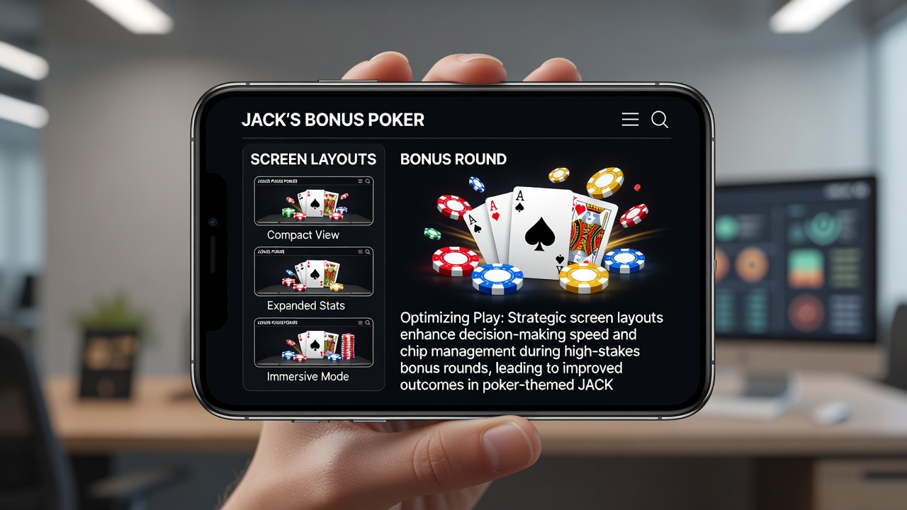 Close-up of mobile bonus round layout with poker cards and jackpot meter visible