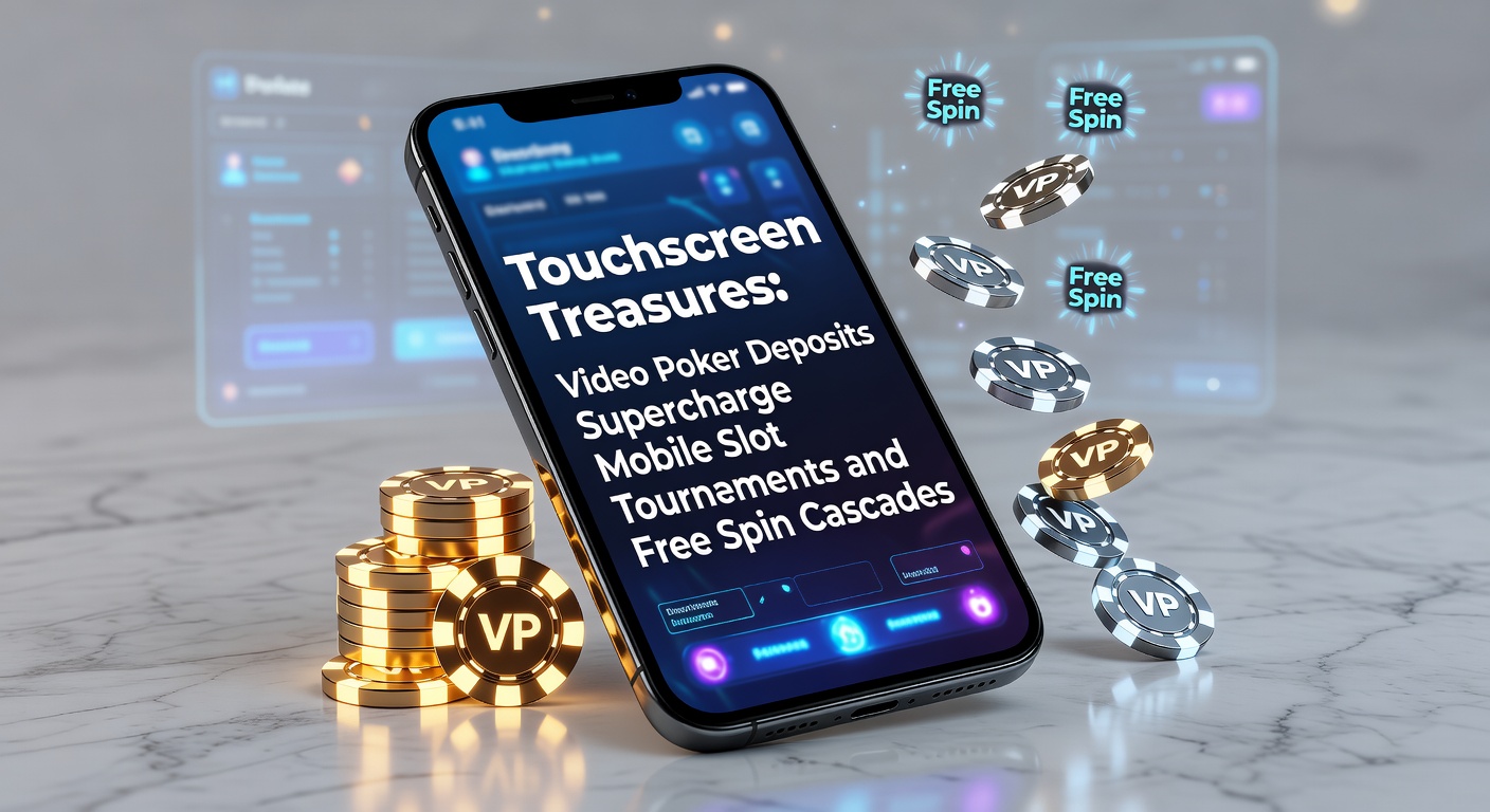 Mobile touchscreen displaying video poker deposit interface integrated with slot tournament entry